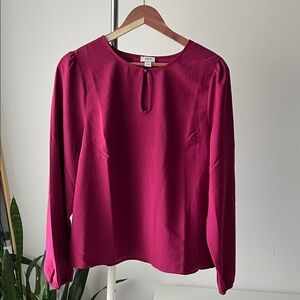 J. Crew Fuchsia Long Sleeve Blouse L